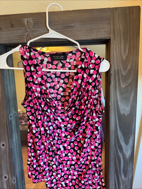 Black Label Tops - Black Label Pink and White Dot Cowl Neck Camisole